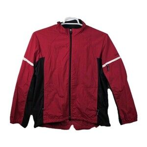 Izod Women's XL Black and Red Lined‎ Wind Breaker Jacket
